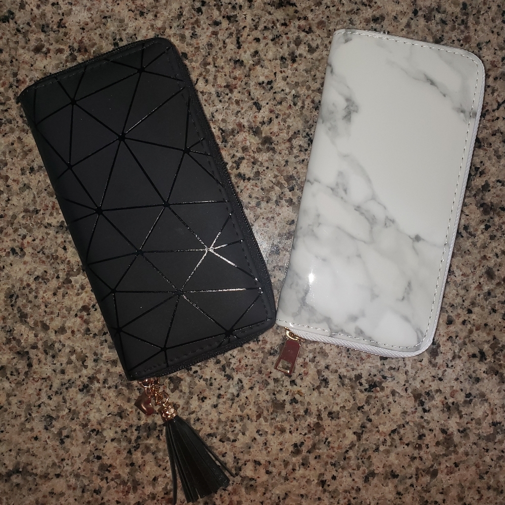 Black Pattern or White Marble Long Wallet